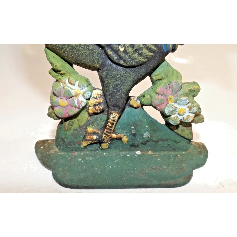 Cast Iron 7.5'' Rooster Doorstop Bookend Painted Farmhouse Chicken